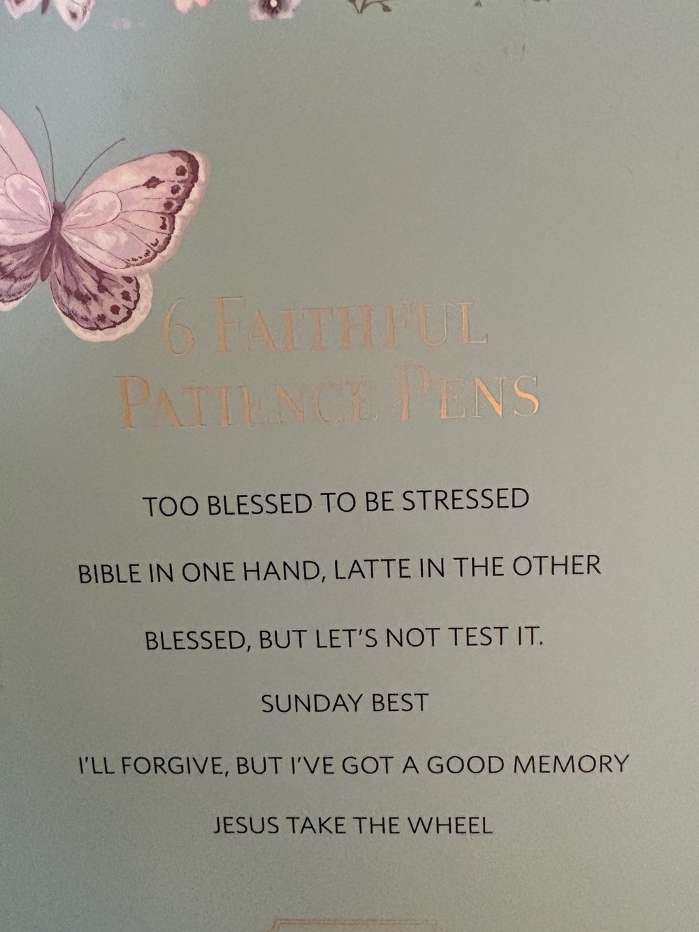 Faithful Patience Pens - Pastel Blue, Purple, Teal Set of 6 - Picture 5 of 5